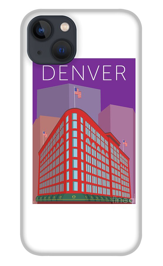 Denver iPhone 13 Case featuring the digital art DENVER Brown Palace/Purple by Sam Brennan