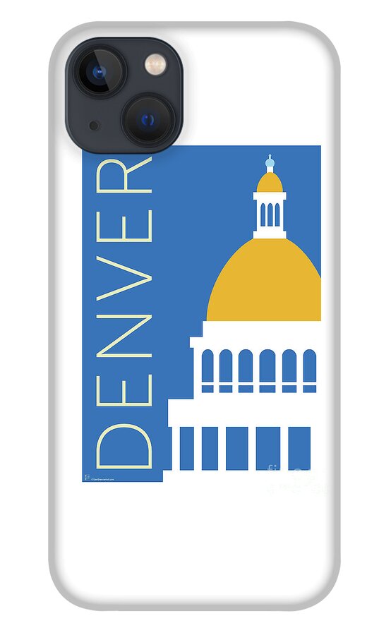 Denver iPhone 13 Case featuring the digital art DENVER Capitol/Blue by Sam Brennan