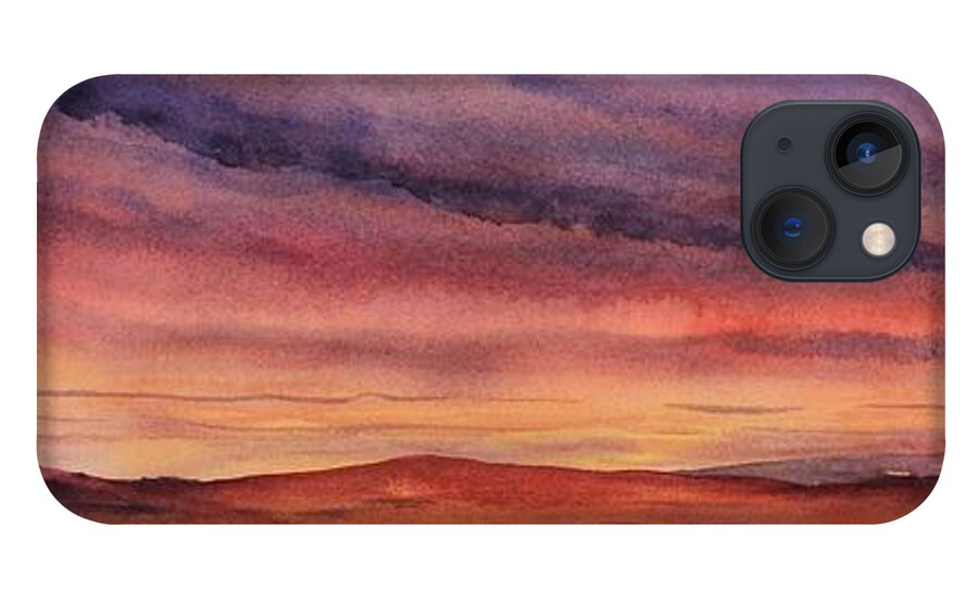 Desert iPhone 13 Case featuring the painting Desert Sunset by Ruth Kamenev