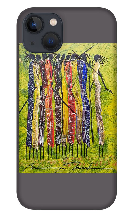 True African Art iPhone 13 Case featuring the painting B -57 by Martin Bulinya