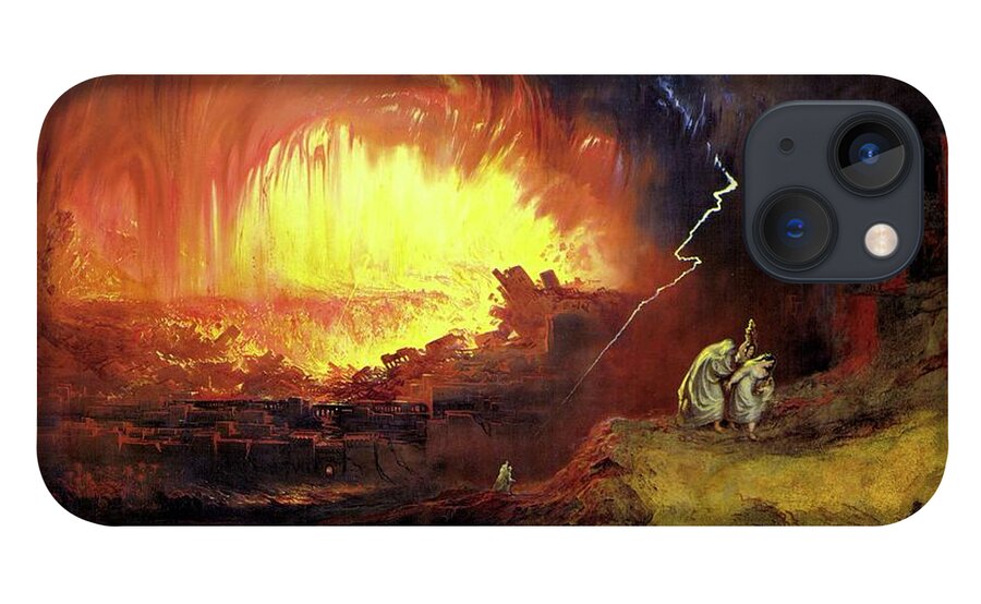Sodom iPhone 13 Case featuring the painting Destruction Of Sodom And Gomorah by Troy Caperton