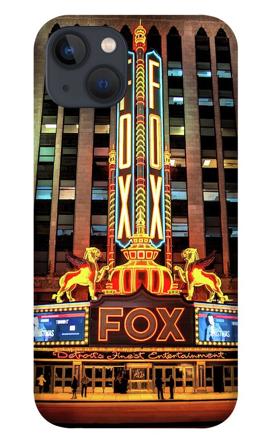 Detroit iPhone 13 Case featuring the painting Detroit Fox Theatre Marquee by Christopher Arndt
