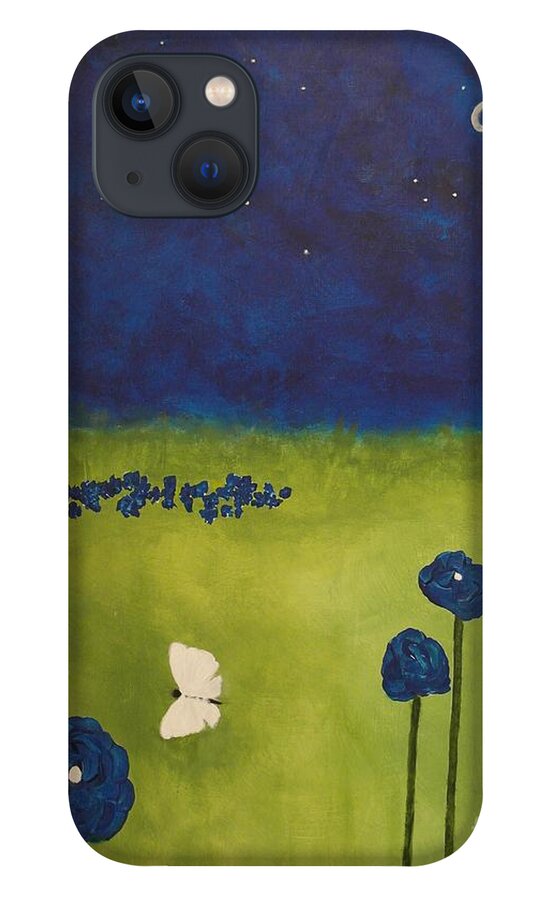 A-fine-art-painting iPhone 13 Case featuring the painting Diamonds in a Sapphire Sky by Catalina Walker