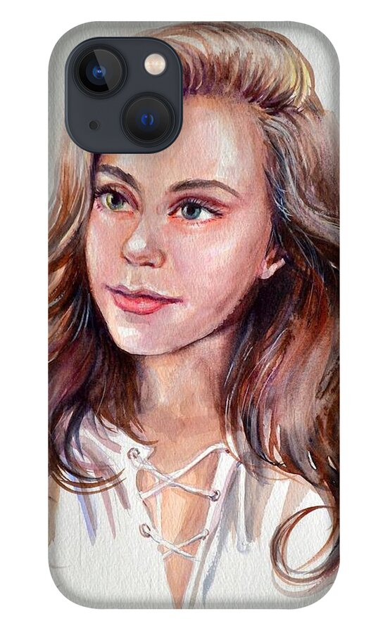 Girl iPhone 13 Case featuring the painting Diana by Katerina Kovatcheva