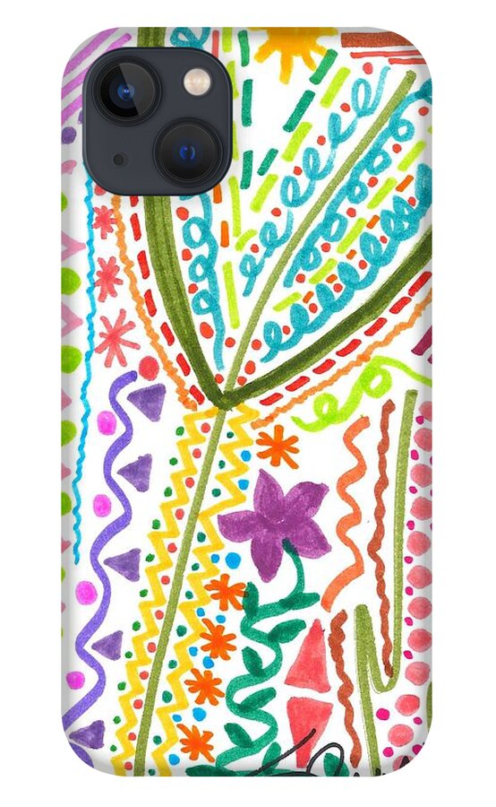 Doodle Art iPhone 13 Case featuring the drawing Doodles Gone Wild by Susan Schanerman