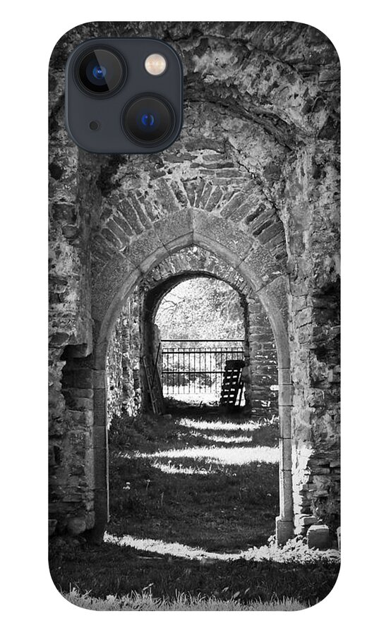 Irish iPhone 13 Case featuring the photograph Doors at Ballybeg Priory in Buttevant Ireland by Teresa Mucha