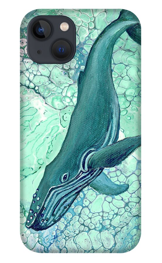 Acrylic Pour iPhone 13 Case featuring the painting Drifting Into Blue by Darice Machel McGuire
