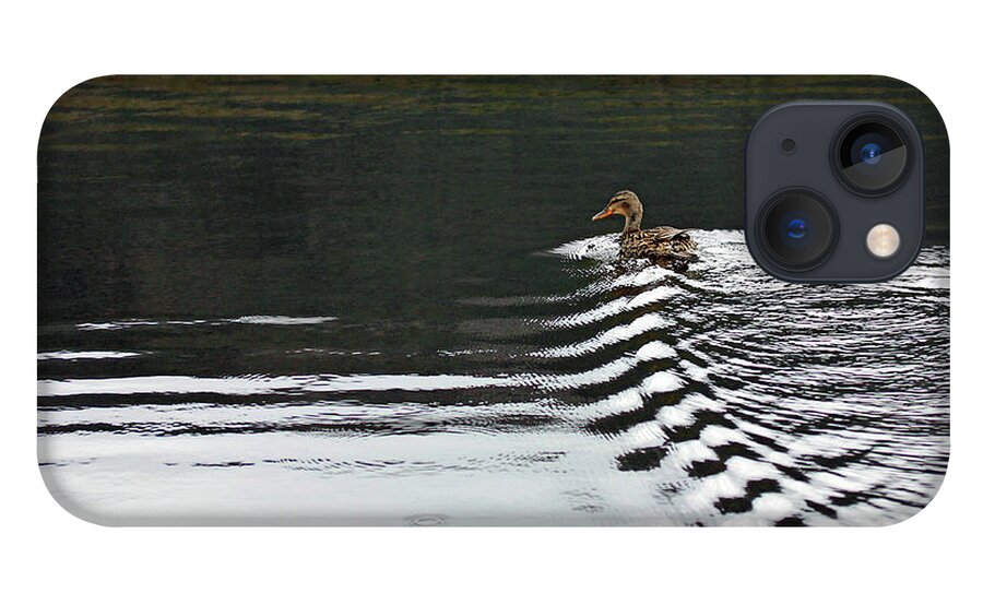 Duck Ripple Wake iPhone 13 Case featuring the photograph Duck on Ripple Wake by Natalie Dowty