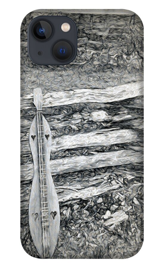Music iPhone 13 Case featuring the painting Dulcimer on a Fence Nbr 1E by Will Barger