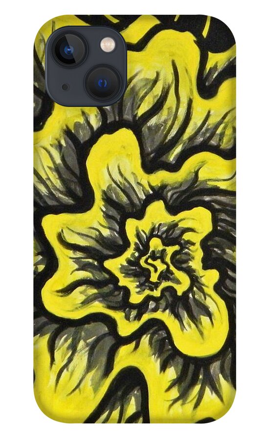 Acrylic On Canvas iPhone 13 Case featuring the painting Dynamic Thought Flower #3 by Bryon Stewart
