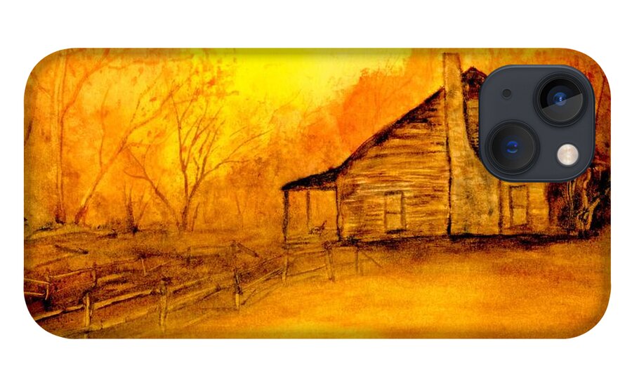 Cabin iPhone 13 Case featuring the painting Early Kentucky Times by Gail Kirtz