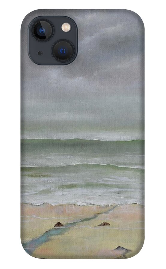 Beach iPhone 13 Case featuring the painting Early Morning Fog by Mary Scott