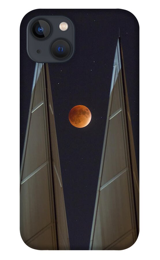 #superbloodmoon iPhone 13 Case featuring the photograph Eclipse Beween the Spires by David Soldano