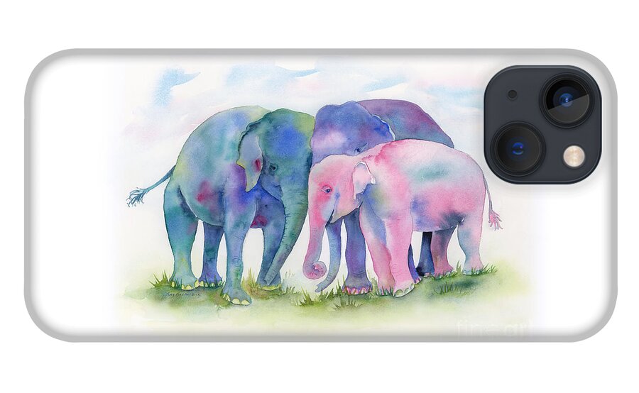 Elephant iPhone 13 Case featuring the painting Elephant Hug by Amy Kirkpatrick