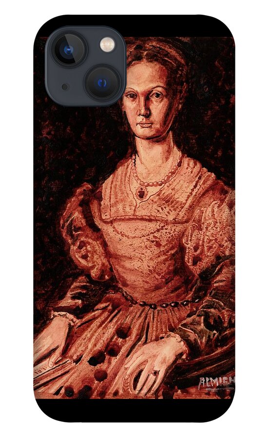 Ryan Almighty iPhone 13 Case featuring the painting Elizabeth Bathory -dry blood by Ryan Almighty