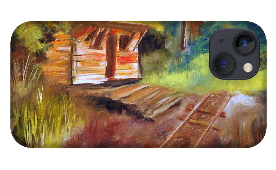 Impressionist Abandoned Rail Line iPhone 13 Case featuring the painting End Of The Line by Phil Burton