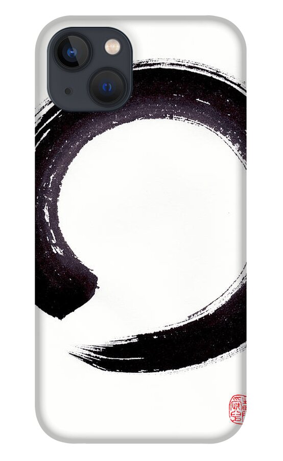 Zen Cirlce iPhone 13 Case featuring the painting Enso - embracing imperfection by Oiyee At Oystudio