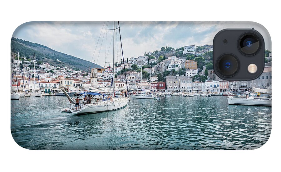 Aegis iPhone 13 Case featuring the photograph entering port Hydra by Hannes Cmarits