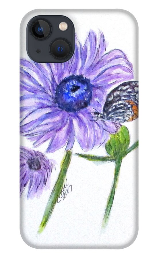 Butterfly iPhone 13 Case featuring the painting Erika's Butterfly Three by Clyde J Kell