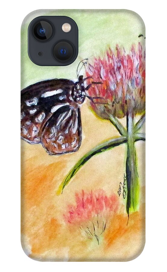Butterflies iPhone 13 Case featuring the painting Erika's Butterfly Two by Clyde J Kell