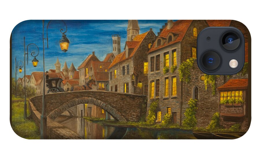 Bruges Belgium Art iPhone 13 Case featuring the painting Evening in Brugge by Charlotte Blanchard