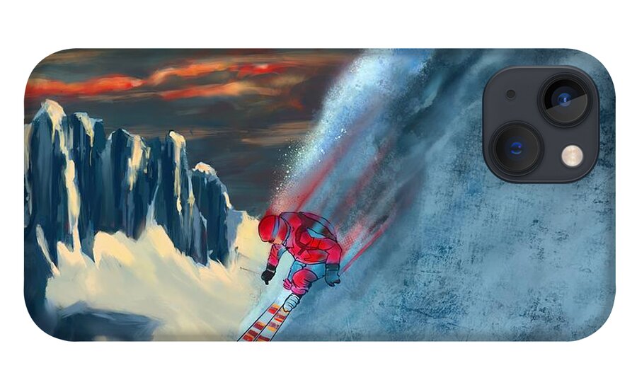 Ski iPhone 13 Case featuring the painting Extreme ski painting by Sassan Filsoof