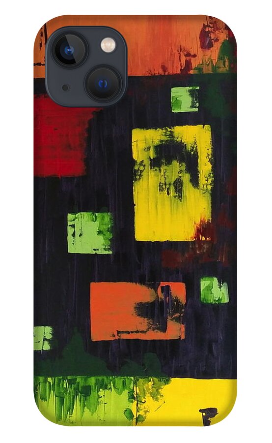 Abstract iPhone 13 Case featuring the painting Faces by Sunel De Lange
