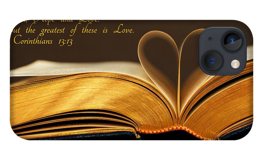 Book iPhone 13 Case featuring the photograph Faith. Hope. Love. by Iryna Goodall