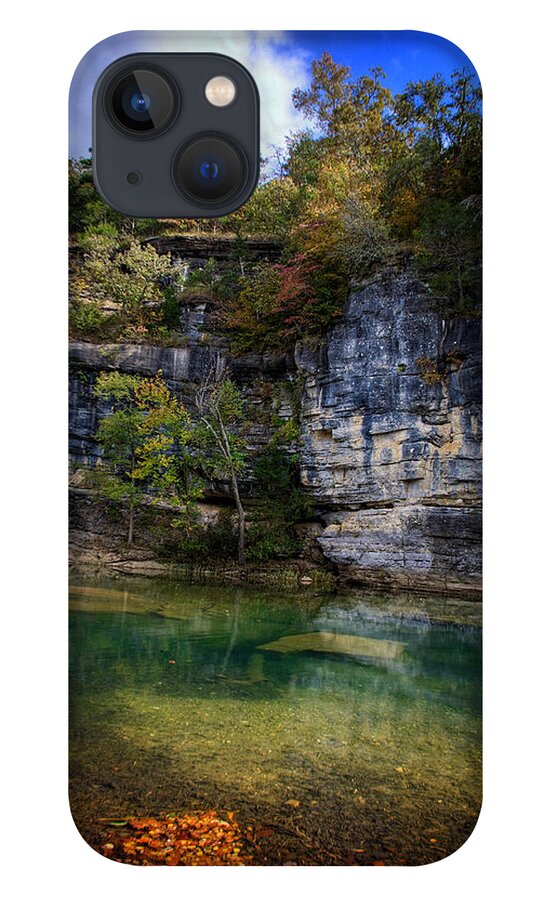 Hdr iPhone 13 Case featuring the photograph Fall Bluff at Ozark Campground by Michael Dougherty