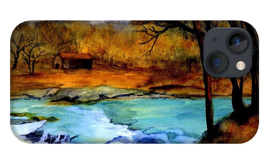 Waterfall iPhone 13 Case featuring the painting Fallsburg KY Falls by Gail Kirtz