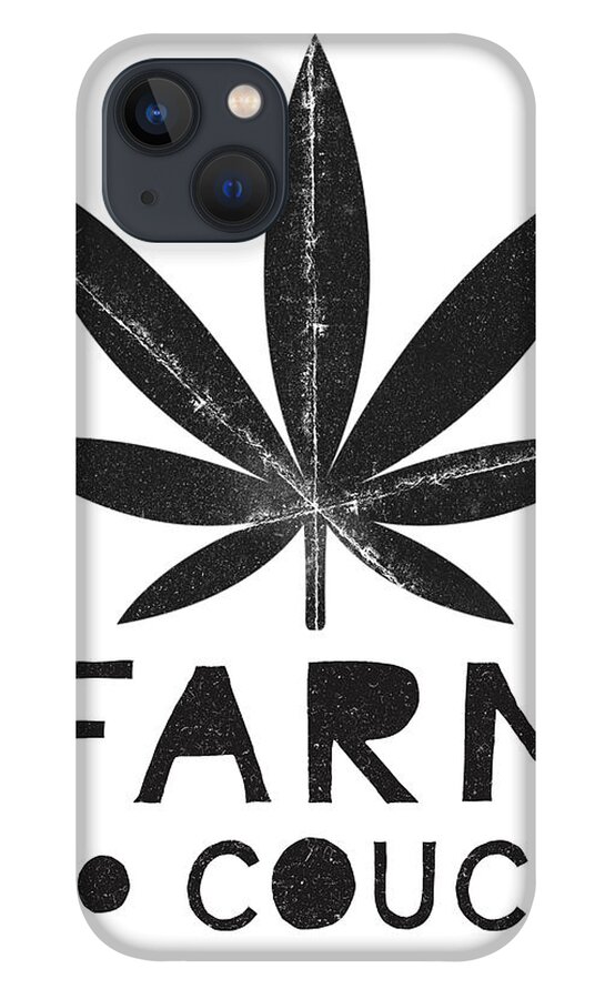 Cannabis iPhone 13 Case featuring the mixed media Farm To Couch Black And White- Cannabis Art by Linda Woods by Linda Woods