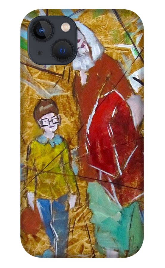Illustration iPhone 13 Case featuring the painting Fractured Tale Gandalf gives Henrietta the Cloak by Barbara O'Toole