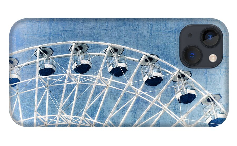 Skywheel iPhone 13 Case featuring the photograph Wonder Wheel Series 1 Blue by Marianne Campolongo