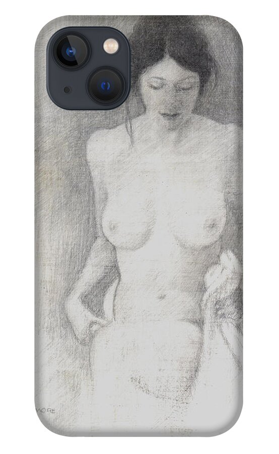 Breasts iPhone 13 Case featuring the drawing Figure Study 6 by David Ladmore