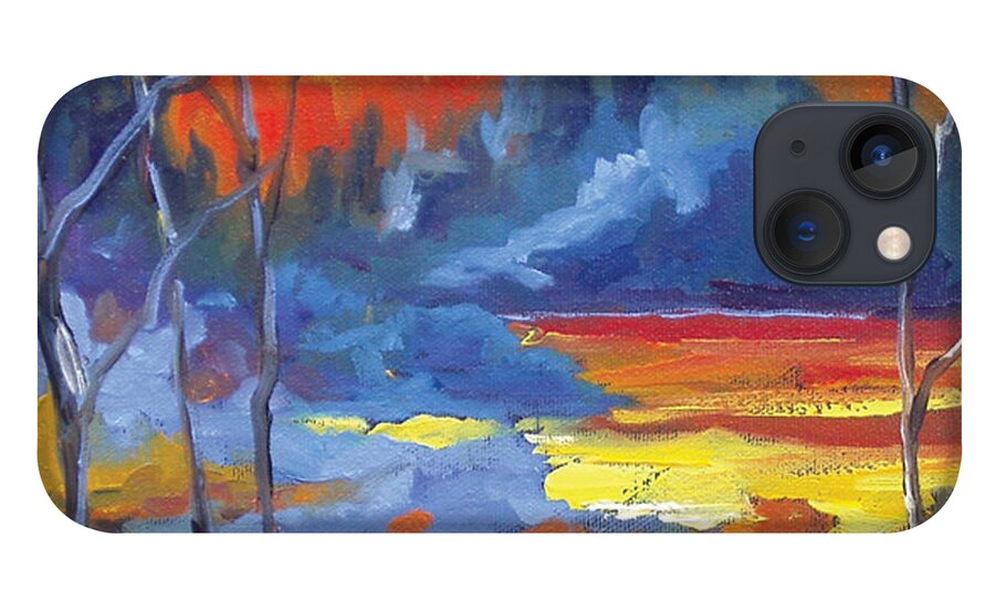 Art iPhone 13 Case featuring the painting Fire Lake by Richard T Pranke