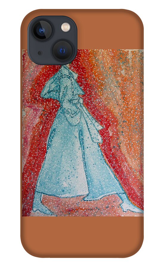Woman iPhone 13 Case featuring the painting First Snow by Adele Bower
