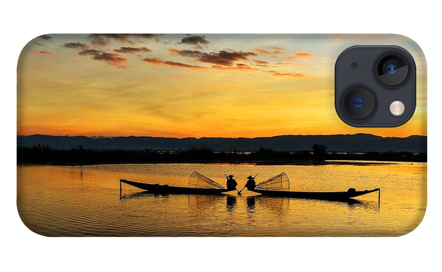 Travel iPhone 13 Case featuring the photograph Fisherman on their boat by Pradeep Raja Prints