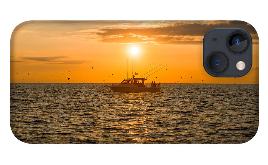 Fishing iPhone 13 Case featuring the photograph Fishing as the Sun Goes Down by Mark Rogers