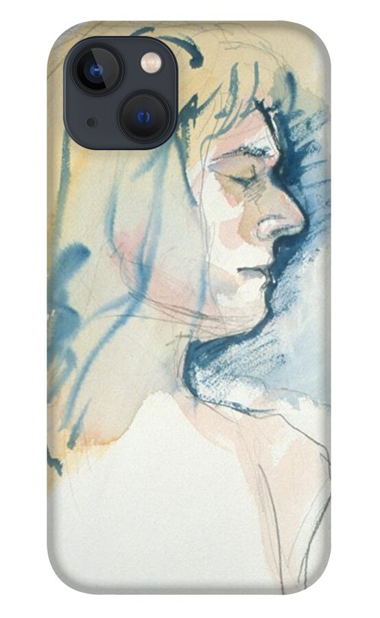 Headshot iPhone 13 Case featuring the painting Five minute profile by Barbara Pease