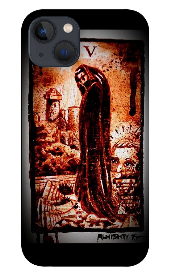 Tarot iPhone 13 Case featuring the painting Five Of Cups by Ryan Almighty