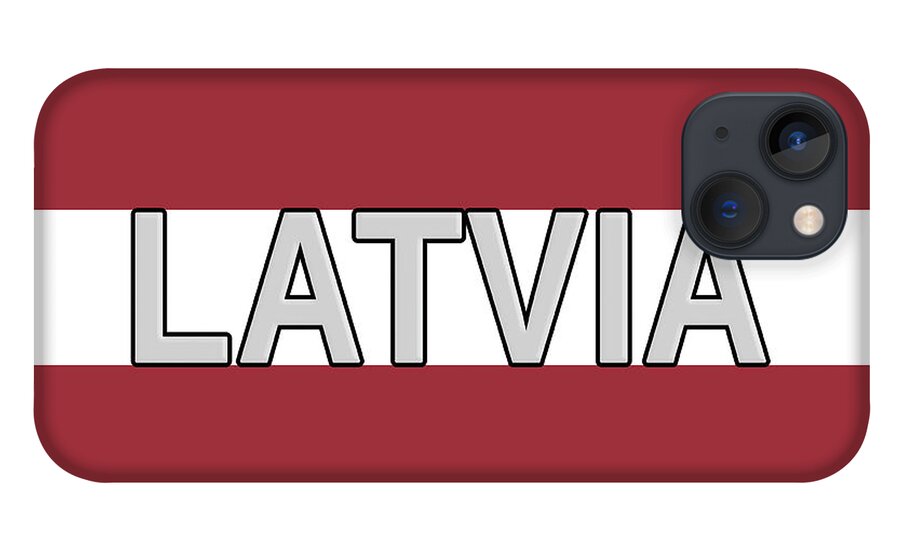 Europe iPhone 13 Case featuring the digital art Flag of Latvia Word by Roy Pedersen