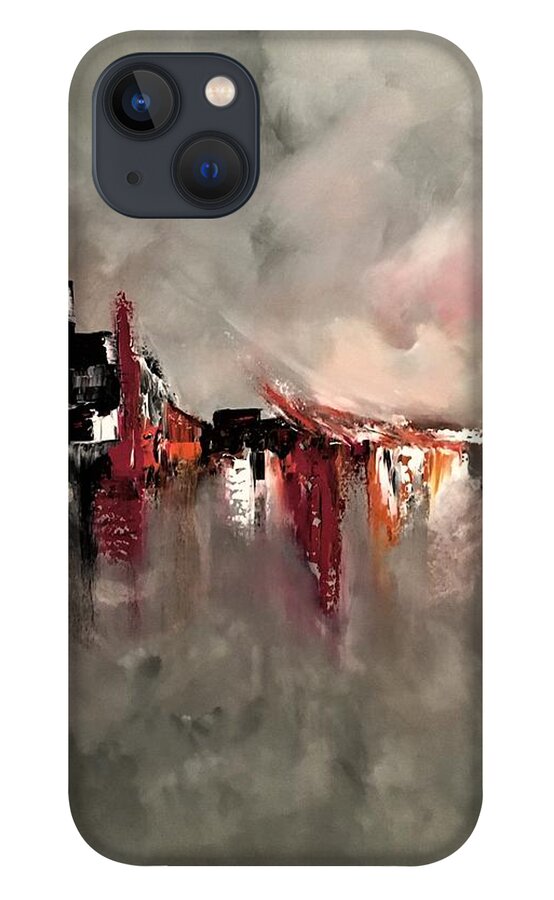 Abstract iPhone 13 Case featuring the painting Fleeting by Soraya Silvestri