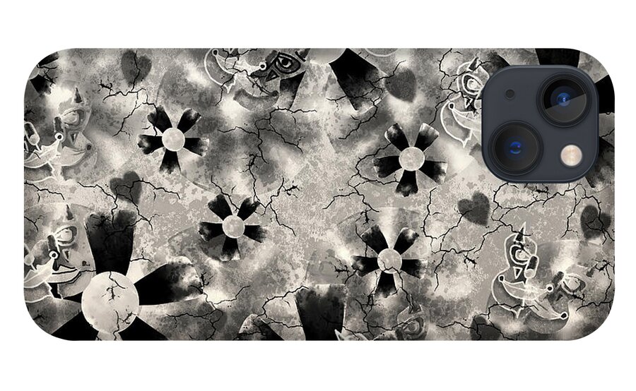 Black iPhone 13 Case featuring the digital art Flower Clown Pattern in Black by April Burton
