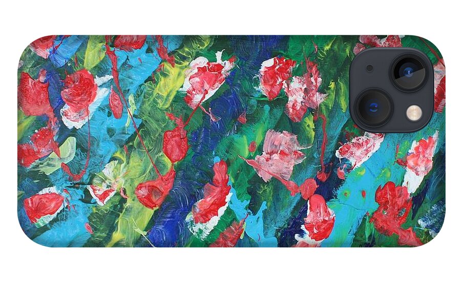 Flowers In The Sea   Bliss Contentment Delight Elation Enjoyment Euphoria Exhilaration Jubilation Laughter Optimism  Peace Of Mind Pleasure Prosperity Well-being Beatitude Blessedness Cheer Cheerfulness Content iPhone 13 Case featuring the painting Poppies by Sarahleah Hankes