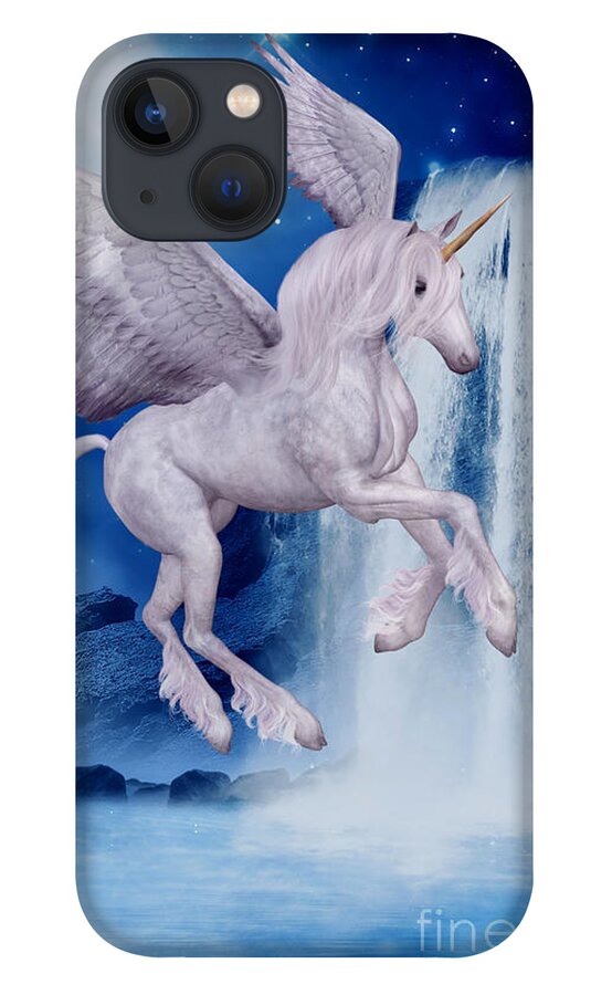 Unicorn iPhone 13 Case featuring the digital art Flying Unicorn by Smilin Eyes Treasures