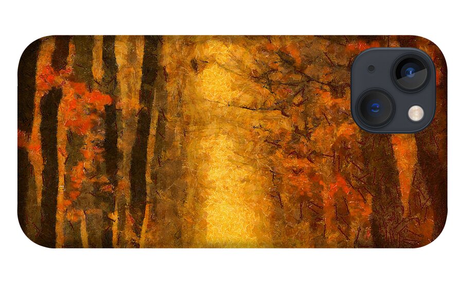 Painting iPhone 13 Case featuring the painting Forest Leaves by Dimitar Hristov