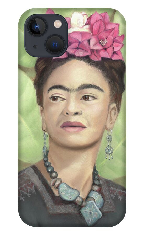 Frida Kahlo iPhone 13 Case featuring the pastel Frida Kahlo by Linda Ruiz-Lozito