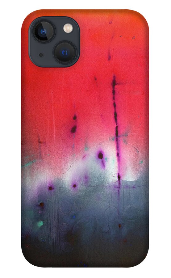 Red iPhone 13 Case featuring the painting From Cold to Hot by Petra Rau