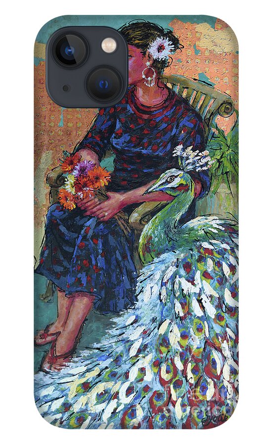 Woman Sitting In Garden iPhone 13 Case featuring the painting Garden Bliss by Jyotika Shroff