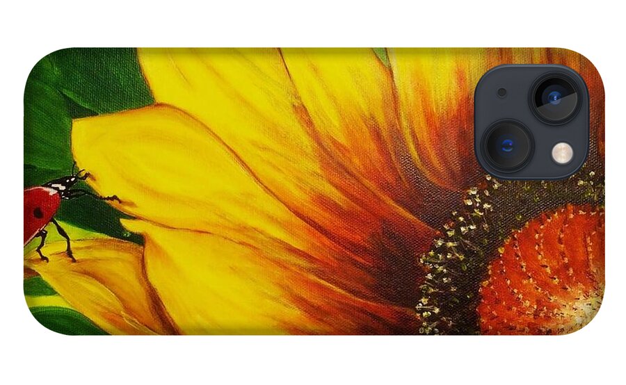 Sunflower iPhone 13 Case featuring the painting Garden Buddy by Vivian Casey Fine Art